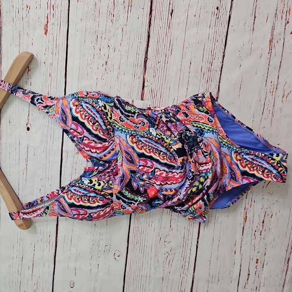NWT Women's Paisley Parade V-Wire One Piece Swim Suit Size 12 - Picture 6 of 16